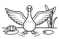 A swan spreading its big wings – Elegant Swan Bird coloring page
