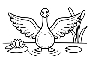 A swan spreading its big wings – Elegant Swan Bird coloring page