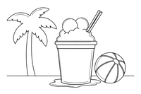 A snow cone in a paper cup with a straw – Frozen Treats Ice Cream coloring page