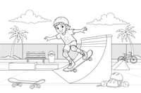 A skater going up a half-pipe – Cool Skateboarding coloring page