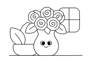 A vase full of roses – Elegant Rose Flower coloring page