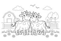 Two cows standing together – Cow coloring page