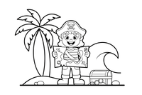 A pirate holding a treasure map – Adventurous Pirate coloring page