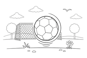 A soccer ball (single object) – Energetic Soccer Player coloring page