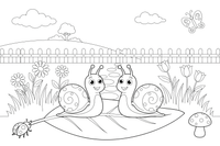 Two snails side by side – Snail coloring page