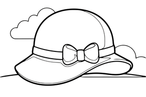 One big sun hat with a ribbon, close up, filling the page – Clothes & Fashion coloring page