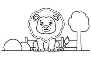 A lion in its zoo enclosure – Zoo Day coloring page
