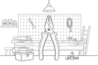 A pair of pliers, close up – Builder's Tools coloring page
