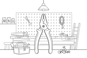 A pair of pliers, close up – Builder's Tools coloring page