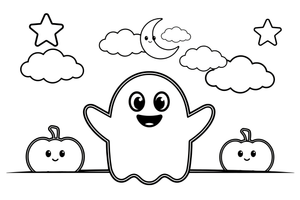 Halloween ghostly apparition – Halloween Autumn Creatures coloring page