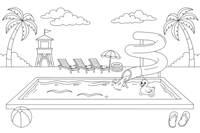 A big pool with a curly water slide going into it – Fun & Leisure Place coloring page
