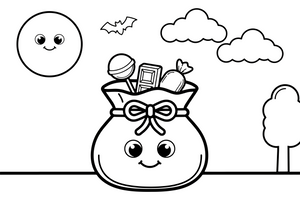 Halloween bag of candy – Halloween Autumn Night coloring page