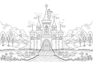A princess castle with sparkly towers – Castle coloring page