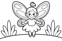 Fairy by Stream – Whimsical Fairy coloring page
