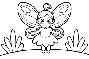Fairy by Stream – Whimsical Fairy coloring page