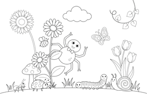 A spider climbing up a flower stem – Spiders coloring page