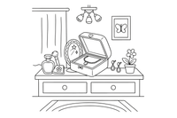 An open jewelry box with a necklace inside – Elegant Beauty & Accessories coloring page