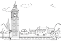 Big Ben clock tower in London – Famous Landmarks coloring page