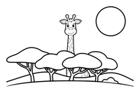 A giraffe peeking over the treetops – Giraffe Wild Wonders coloring page
