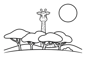 A giraffe peeking over the treetops – Giraffe Wild Wonders coloring page