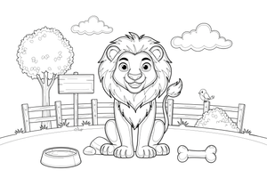 A lion in its zoo enclosure – Zoo Day coloring page