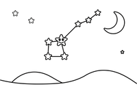 The Big Dipper constellation with stars joined by lines – Twinkling Stars & Constellation Sky coloring page