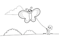 A butterfly-shaped kite – Kite coloring page