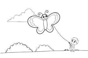 A butterfly-shaped kite – Kite coloring page