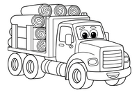 Truck loaded with logs – Truck City Haulers coloring page