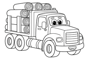 Truck loaded with logs – Truck City Haulers coloring page