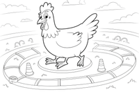 Chicken with a track map – Chicken Racing Events coloring page