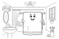 A towel hanging on a rail – Bathroom Things coloring page