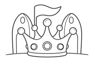A royal crown with big round jewels (outlined, empty) – Classic Symbols coloring page