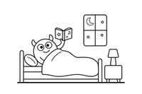 A monster reading a bedtime story under the blanket – Monsters coloring page