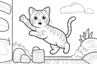 Tabby Cat climbing – Tabby Cat at Play coloring page