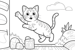 Tabby Cat climbing – Tabby Cat at Play coloring page