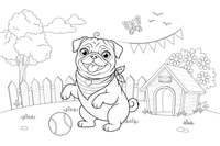 Pug Puppy – Playful Pug Dog coloring page