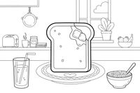 A slice of toast with a bite taken out – Classic Breakfast coloring page