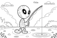 Martian fishing trip – Martian Outdoor Fun coloring page