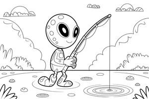Martian fishing trip – Martian Outdoor Fun coloring page