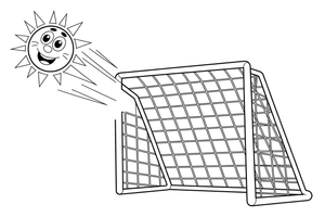 The ball going into the top corner of the goal – Energetic Soccer Player coloring page