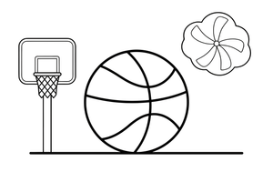 A basketball with curved lines – Sports Gear Object coloring page