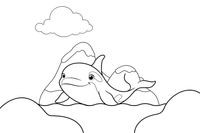 A snowy polar scene with an iceberg and orca – Arctic Animals coloring page
