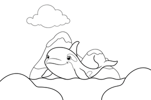 A snowy polar scene with an iceberg and orca – Arctic Animals coloring page