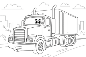 Truck driving down the road – Truck City Haulers coloring page