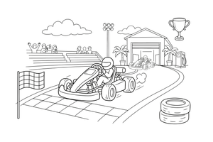 A go-kart zooming around a track – Sport Sport Cars coloring page