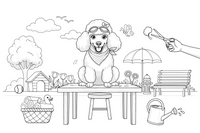 Poodle getting a haircut at the groomer – Poodle Dog Outdoor Fun coloring page