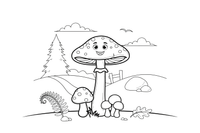 A parasol mushroom with a tall stem – Mushrooms coloring page