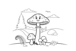 A parasol mushroom with a tall stem – Mushrooms coloring page