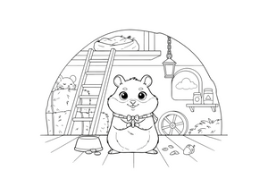 A hamster with puffed-up cheeks – Hamster coloring page